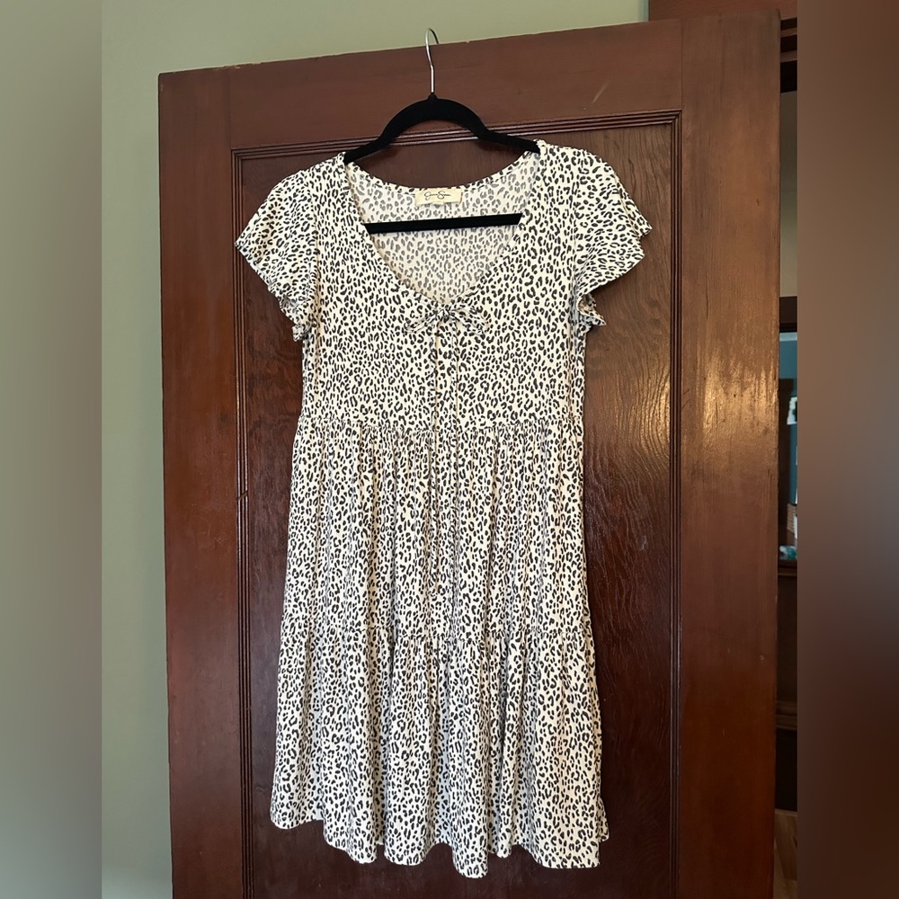 Leopard Print Short Sleeve Dress